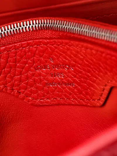 Pre-owned Louis Vuitton Capucines Bag Leather Mm Satchel In Red