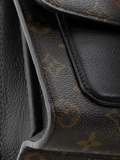 Pre-owned Louis Vuitton Victoire Handbag Monogram Canvas And Leather Shoulder Bag In Black