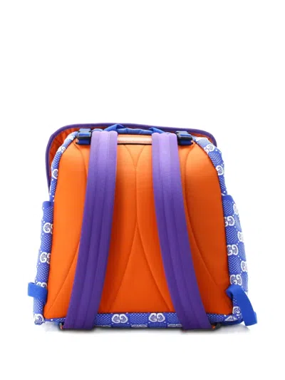 Pre-owned Gucci Panelled Double Buckle Gg Jacquard Nylon And Rubber Large Backpack In Multi