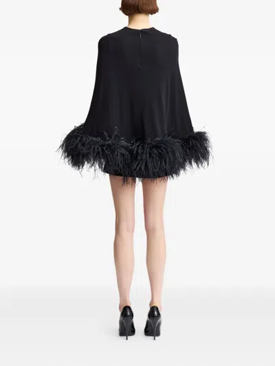 16arlington Feather Trim Mini Dress In Black