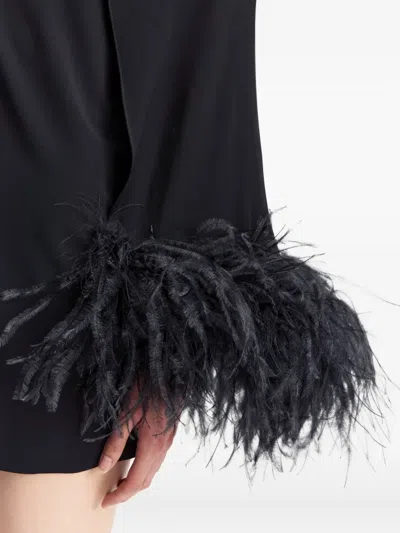 16arlington Feather Trim Mini Dress In Black