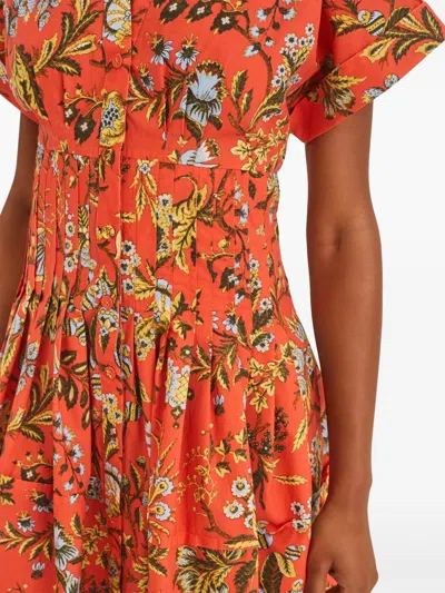 Cara Cara Nash Floral Shirt-style Mini Dress In Orange