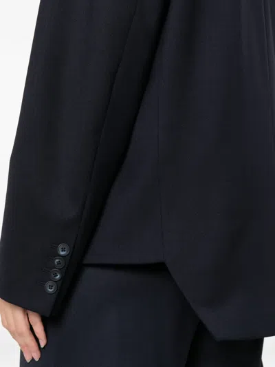 Medeea Trapezoid Double-breasted Blazer In Blue