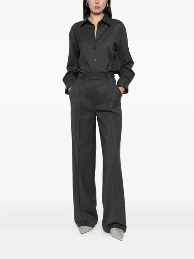 Medeea Button-front Shirt Bodysuit In Gray