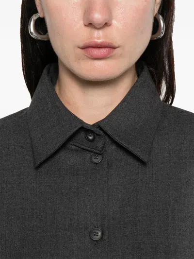 Medeea Button-front Shirt Bodysuit In Gray