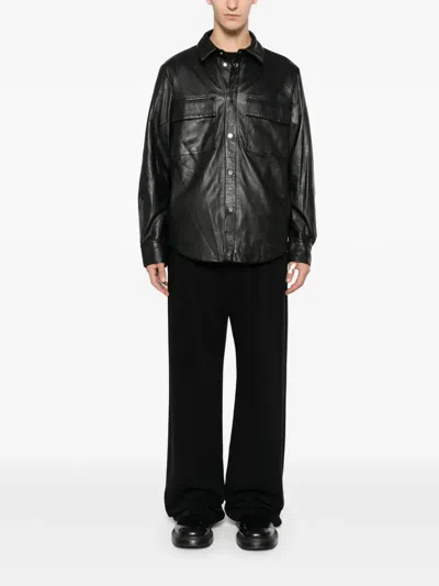 Medeea Pocket Leather Jacket In Black
