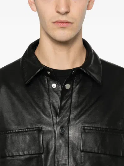 Medeea Pocket Leather Jacket In Black