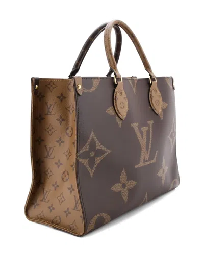 Pre-owned Louis Vuitton Onthego Reverse Monogram Giant Mm Tote Bag In Brown