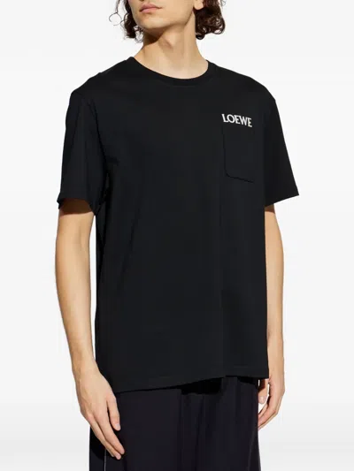 Loewe Logo-embroidered Cotton-jersey T-shirt In Black