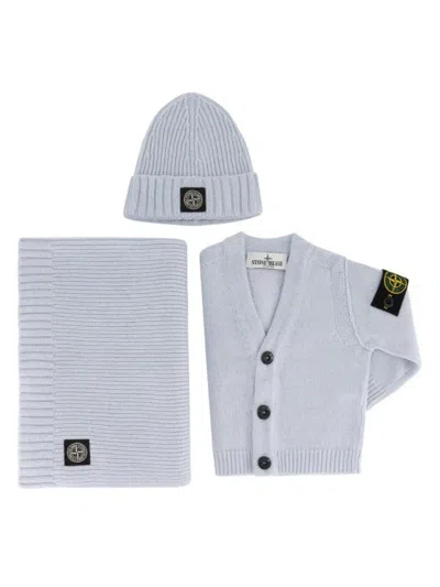 Stone Island Logo-patch Ribbed Babywear (set Of Three) In Blue