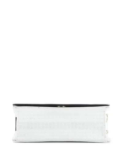 Pre-owned Dior Ama Flap Bag Cannage Embossed Calfskin Small Shoulder Bag In White