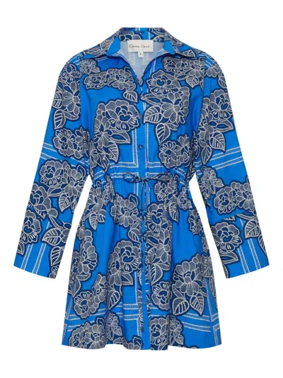 Cara Cara Henry Floral Poplin Mini Dress In Blue