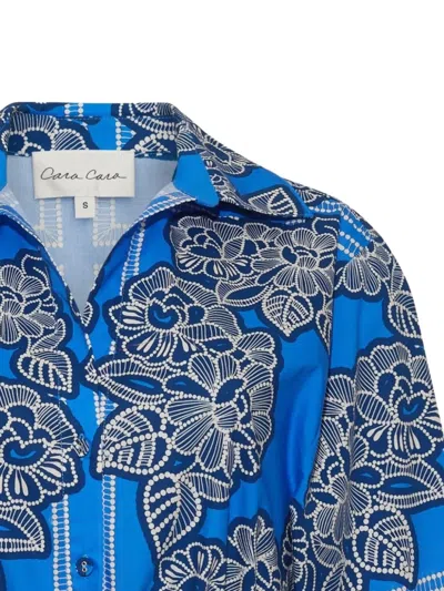 Cara Cara Henry Floral Poplin Mini Dress In Blue