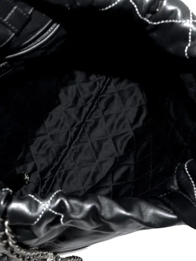 Pre-owned Chanel 2021-2025 Large Shiny Quilted Calfskin 22 Backpack In Black