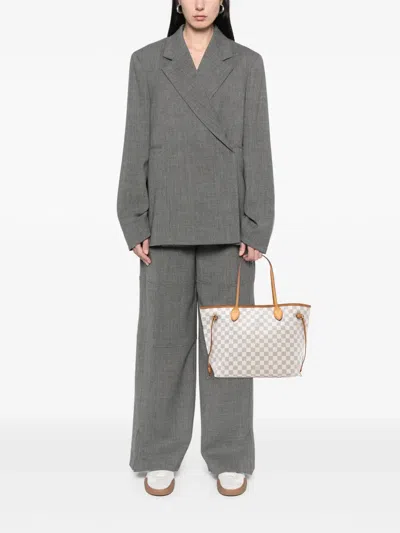 Pre-owned Louis Vuitton 2011 Damier Azur Neverfull Mm Tote Bag In White