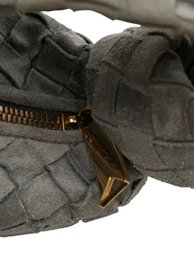 Pre-owned Bottega Veneta 2012-2025 Mini Suede Intrecciato Jodie Hobo Bag In Gray