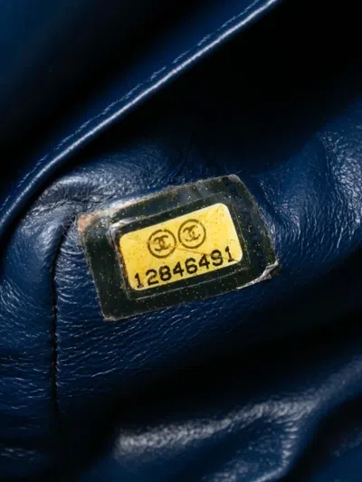 Pre-owned Chanel 2008-2009 Medium Classic Lambskin Double Flap Shoulder Bag In Blue