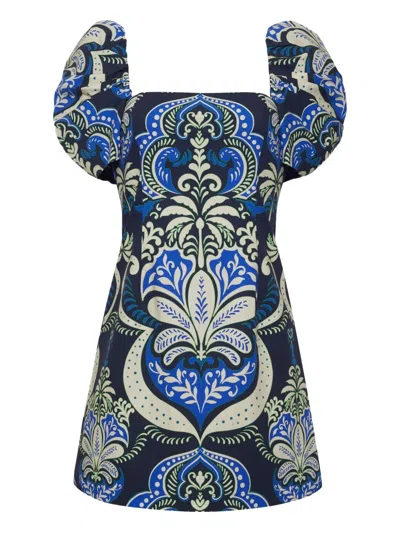 Cara Cara Kelly Puff-sleeve Mini Dress In Blue