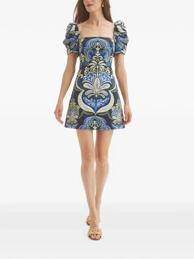 Cara Cara Kelly Puff-sleeve Mini Dress In Blue