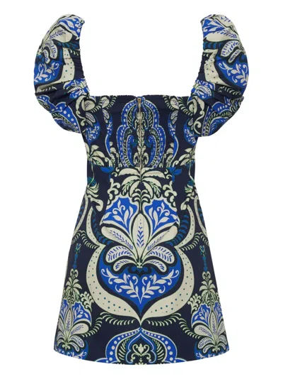 Cara Cara Kelly Puff-sleeve Mini Dress In Blue