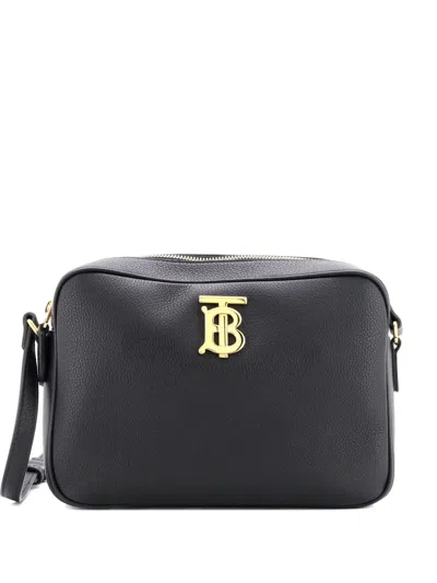 Pre-owned Burberry Tb Camera Bag Leather Medium Crossbody Bag In Black