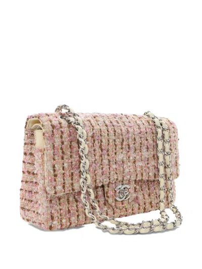 Pre-owned Chanel 2005-2006 Medium Classic Tweed Double Flap Shoulder Bag In Pink