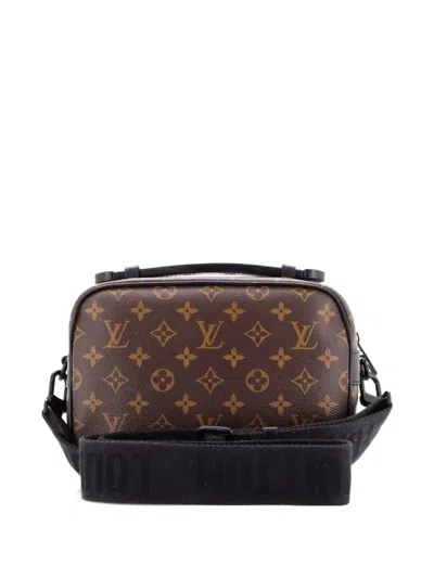 Pre-owned Louis Vuitton S Lock Sling Bag Macassar Monogram Canvas Belt Bag In Black