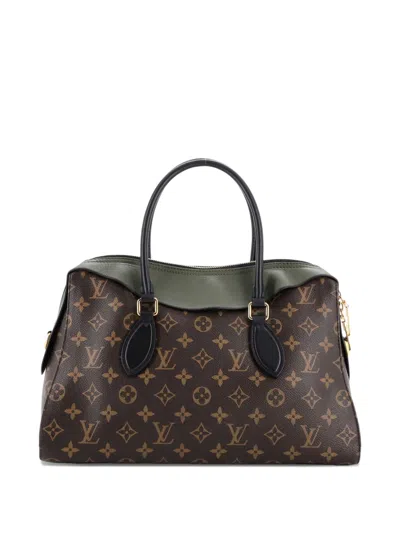 Pre-owned Louis Vuitton Tuileries Handbag Monogram Canvas With Leather Satchel In Brown