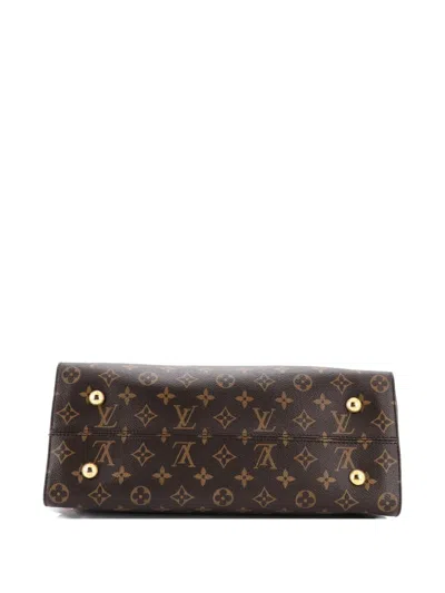 Pre-owned Louis Vuitton Tuileries Handbag Monogram Canvas With Leather Satchel In Brown