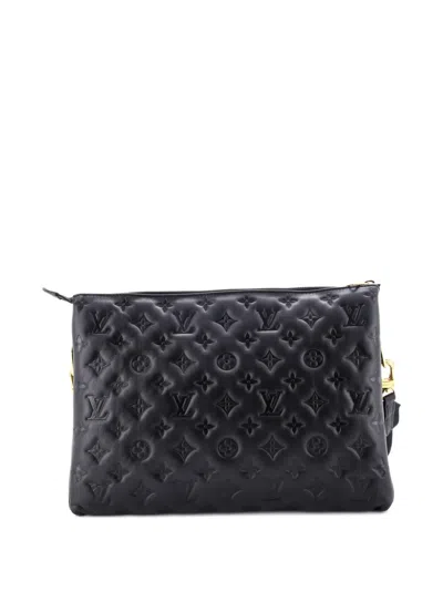 Pre-owned Louis Vuitton Coussin Bag Monogram Embossed Lambskin Mm Crossbody Bag In Black