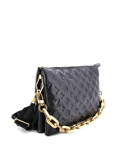 Pre-owned Louis Vuitton Coussin Bag Monogram Embossed Lambskin Mm Crossbody Bag In Black