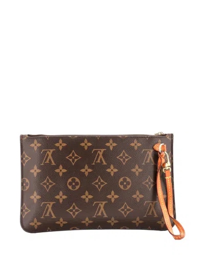 Pre-owned Louis Vuitton Neverfull Pochette Monogram Canvas Large Pouch In Brown