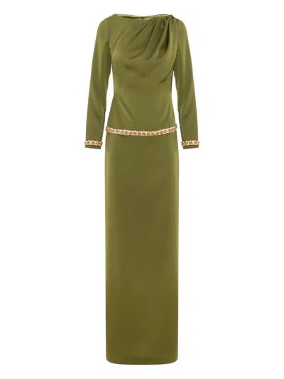 V:pm Atelier Rebeca Embellished Maxi Dress In Green