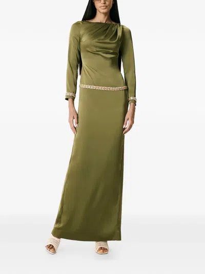 V:pm Atelier Rebeca Embellished Maxi Dress In Green
