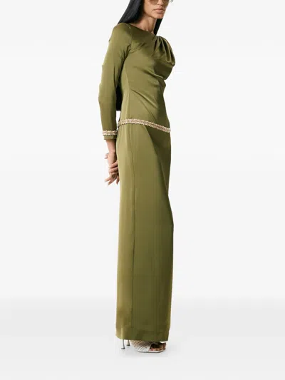 V:pm Atelier Rebeca Embellished Maxi Dress In Green