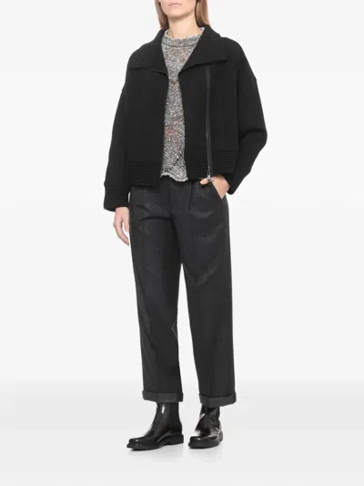 D Exterior Zip-fastening Jacket In Black