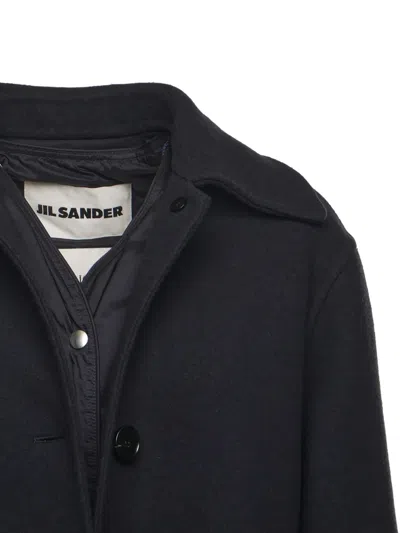 Moncler X Jil Sander Single-breasted Coat In Blue