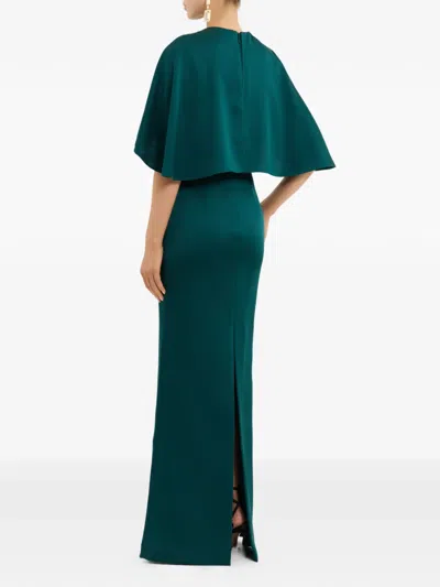 Rebecca Vallance Ellerie Cape-detail Maxi Dress In Green