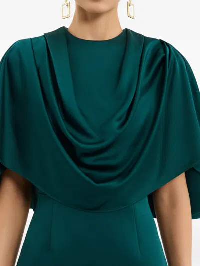 Rebecca Vallance Ellerie Cape-detail Maxi Dress In Green