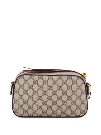 Pre-owned Gucci Neo Vintage Camera Messenger Bag Gg Coated Canvas Crossbody Bag In Brown