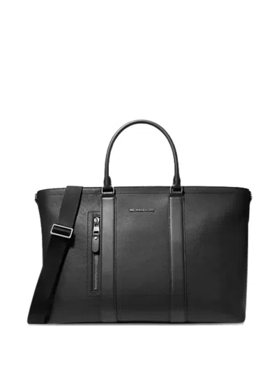 Michael Kors Hudson Pebbled Leather Tote Bag In Black