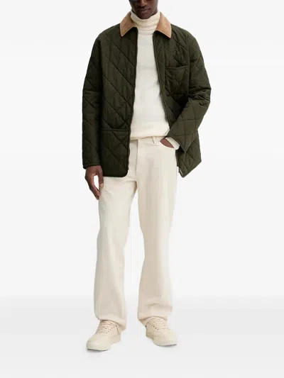 Bally Corduroy-collar Quilted Jacket In Green
