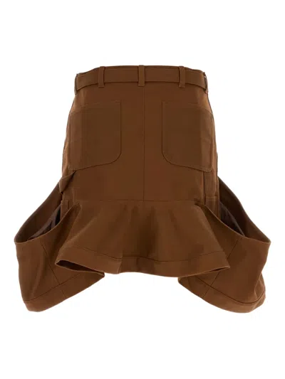 Sacai X Carhartt Wip Duck Belted Pocket Skirt In Brown