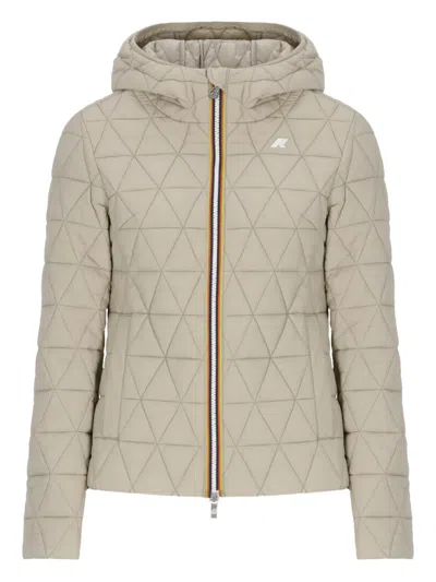 K-way Lil Diamond Quilted-design Jacket In Neutral