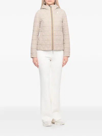 K-way Lil Diamond Quilted-design Jacket In Neutral