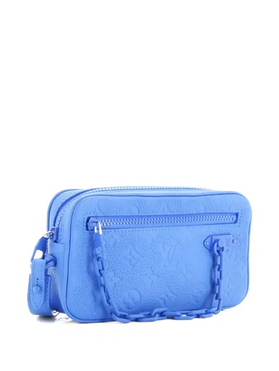 Pre-owned Louis Vuitton Solar Ray Pochette Volga Monogram Taurillon Leather Clutch Bag In Blue