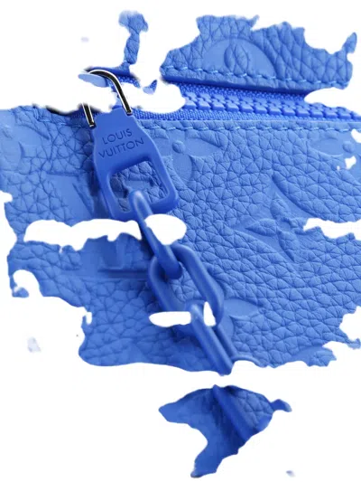 Pre-owned Louis Vuitton Solar Ray Pochette Volga Monogram Taurillon Leather Clutch Bag In Blue