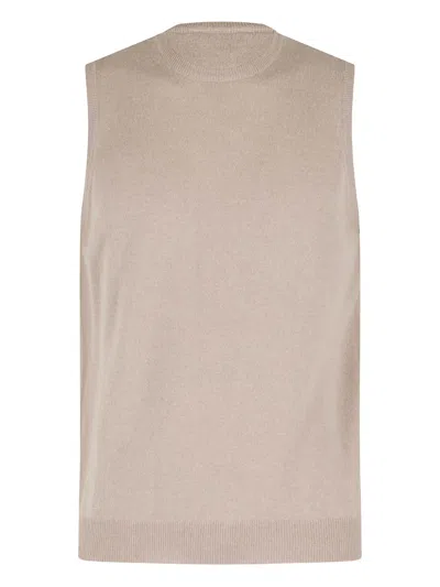 Filippo De Laurentiis Ribbed Sleeveless Top In Neutral