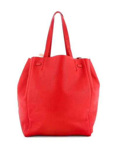Pre-owned Celine Phantom Tie Cabas Leather Medium Tote Bag In Orange