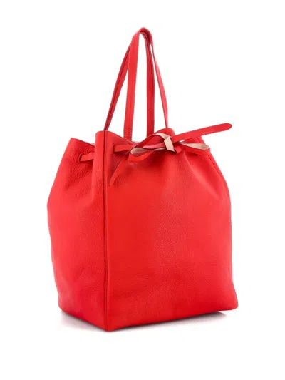 Pre-owned Celine Phantom Tie Cabas Leather Medium Tote Bag In Orange